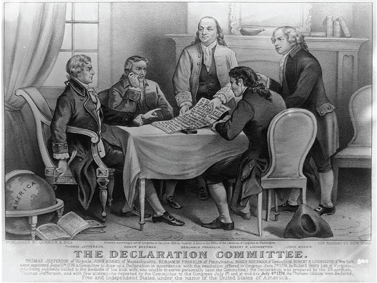 The Founding Fathers signing the Declaration of Independence